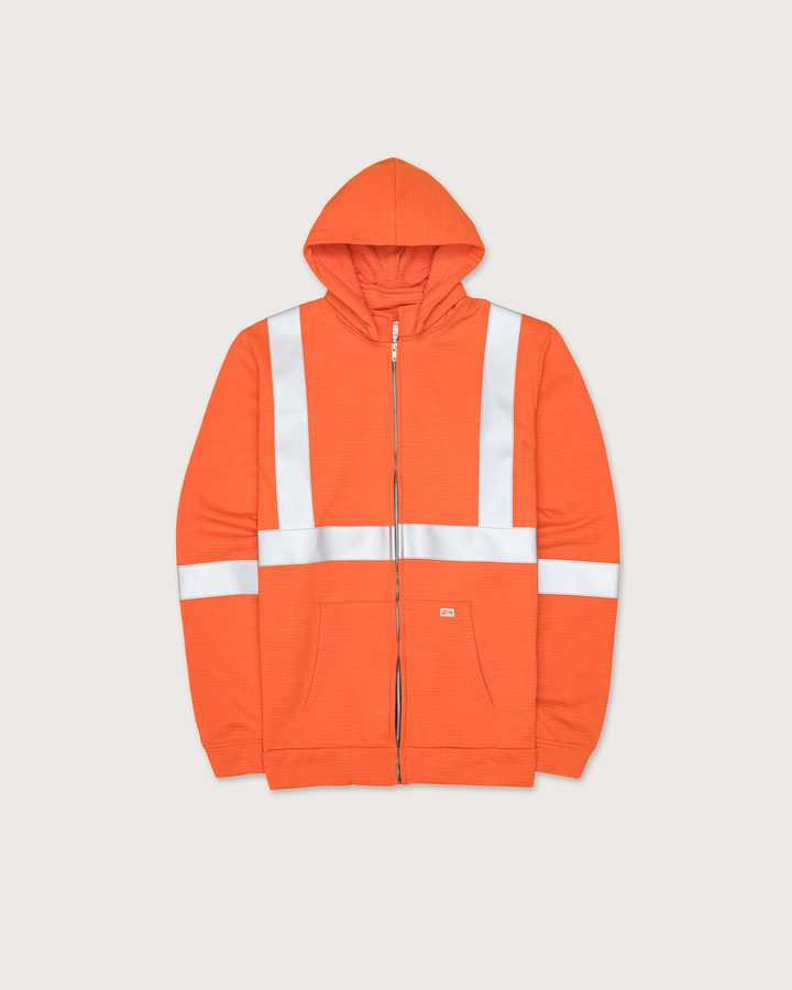 FR Hi Vis Orange Zip Hoodie w/ Detachable Hood & 2" CSA Trim