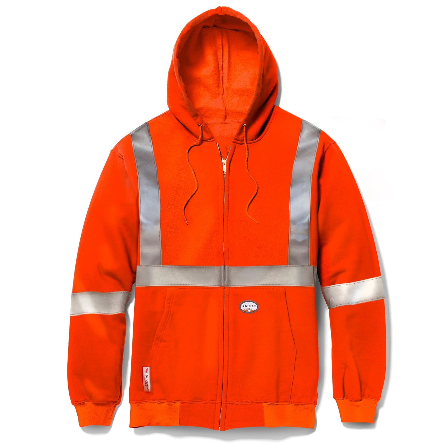 FR Hi Vis Orange Zip Hoodie w/ Detachable Hood & 2" CSA Trim