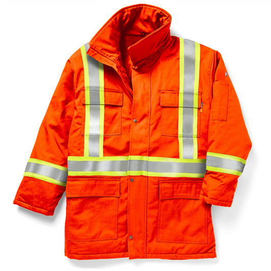 FR Hi Vis Orange Parka with 4" CSA Trim